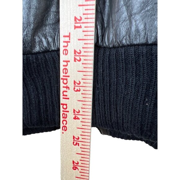 Porsha Black Leather Biker Vest Bomber Men's Size 42 Pockets - Picture 6 of 9